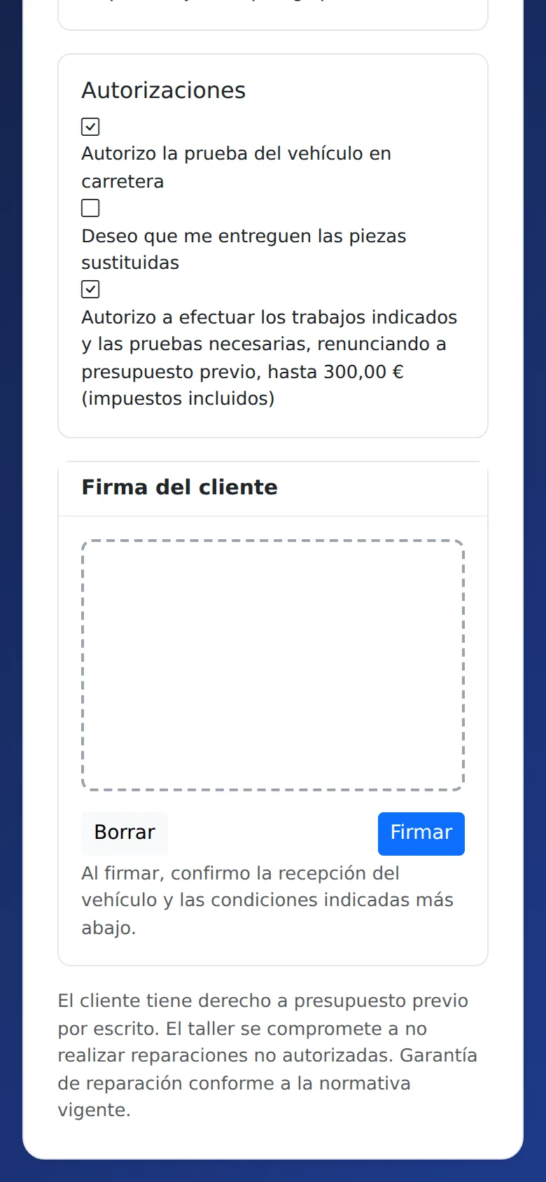 CLIMACO Taller — Firma de documentos desde dispositivo móvil