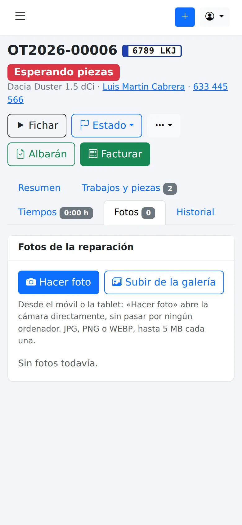 CLIMACO Taller — Capturas de fotos desde móvil/tablet
